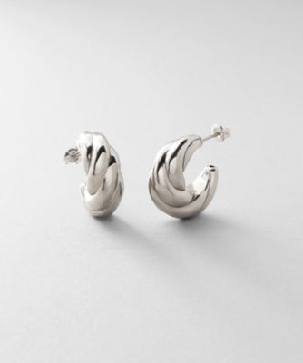 ＜COCOHNIK ONKITSCH (Women)＞シルバー　ホロウフープ　クロワッサンピアス（２００２５８０１２８）