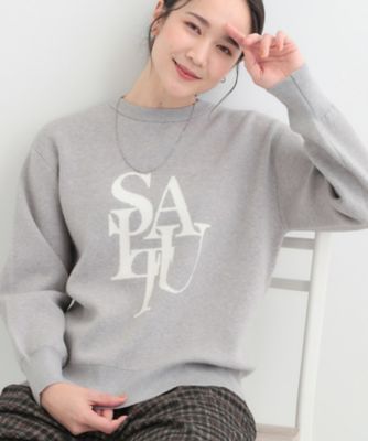 洗える】もちもちタッチが心地よいスウェットライクロゴニット