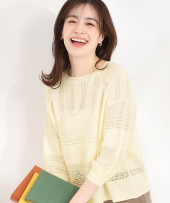＜SHOO LA RUE (Women)＞【洗濯機可／Ｓ－ＬＬ】軽やかきれい見え　透かし柄ニット（２００２５８０３３０）