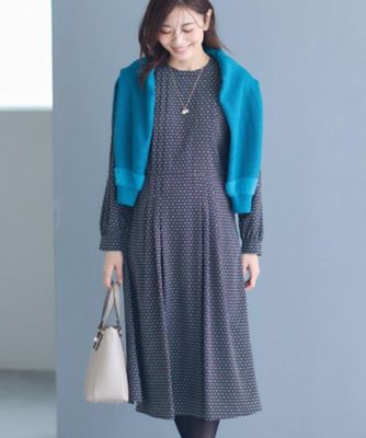 通勤にもお出かけにも◎】ジオメプリントクラシカルワンピース