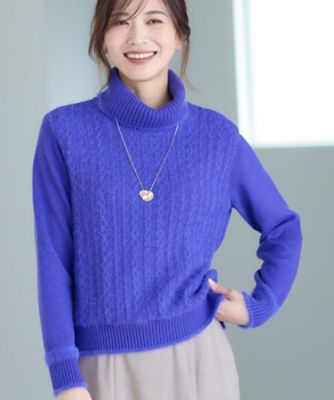 ほんのりラメ感◎】ふわふわフェザーヤーンハイネックニット