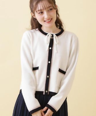 ＜COUTURE BROOCH (Women)＞【ハレの日・通勤・着映え】配色　総針カーディガン（２００２５８１６６４）