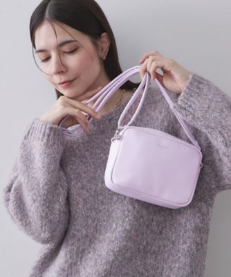 シュリンク合成皮革スクエアミニショルダーバッグ【軽量／長さ調整可能