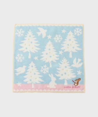 ギフトにおすすめ！】リス刺繍 クリスマスタオルハンカチ