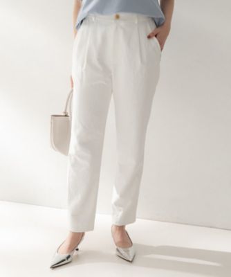 ★美品★ルサンパレイル★コットンパンツ★42(L〜XL)★白　ホワイト★ すっきり見え／接触冷感／吸水速乾】クリーンライン パンツ