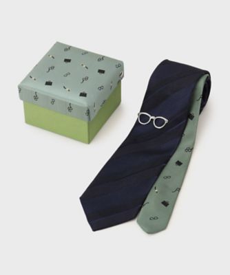 ＴＡＫＡnet BOXセット】ジェントルマンストライプ ネクタイ×眼鏡型タイバー