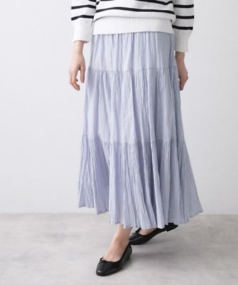 ウエストゴム／洗える】インドコットンティアードスカート