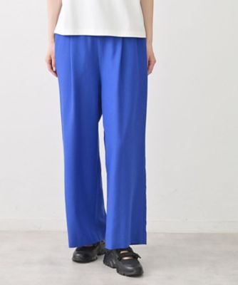 セットアップ可／ウエストゴム】リネンブレンドワイドパンツ