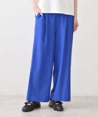 セットアップ可／ウエストゴム】リネンブレンドワイドパンツ