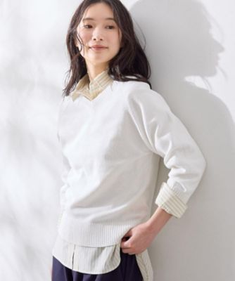 ＜Dessin (Women)＞【洗える】コットンＶネックニット（２００２５８２３７９）