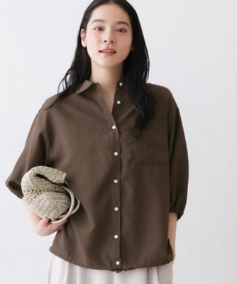 極美品/現行品✨接触冷感　UVカット　シャツ　ブラウス　北欧暮らしの道具店◆黒 UVカット／接触冷感】ドロストシャツブラウス（2002582395