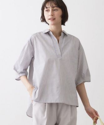 洗える】スキッパーシャツブラウス（2002582402） | Dessin