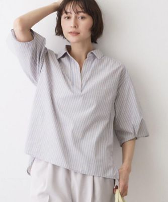 洗える】スキッパーシャツブラウス（2002582402） | Dessin