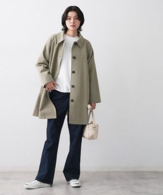 花粉ガード／撥水加工／洗える】ステンカラースプリングコート