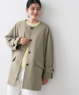 グリーン系 レディースのノーカラー・スタンドカラーコート | 三越