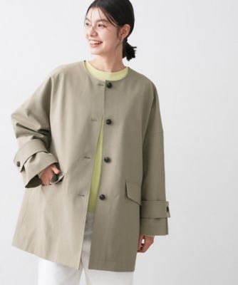花粉ガード／撥水加工／洗える】クルーネックスプリングコート