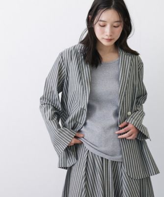 Dessin (Women)/デッサン 【セットアップ可／洗える】ストライプシャツジャケット（２００２５８２４３５）