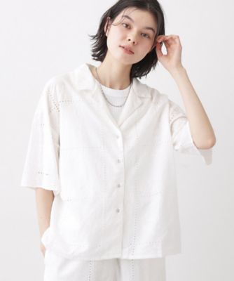 ＜Dessin (Women)＞【セットアップ可／洗える】刺繍スクエアレースシャツ（２００２５８２４３７）