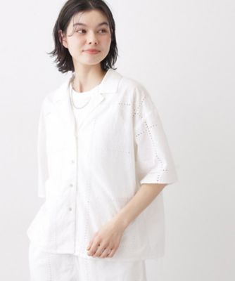 70s vintage レース シャツ 100% cotton セットアップ可／洗える】刺繍スクエアレースシャツ
