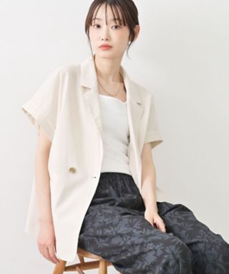 美品✨アナイ 24SS 定価4.7万 ブッチャーハーフスリーブジャケット 36 接触冷感／セットアップ可】ハーフスリーブジャケット