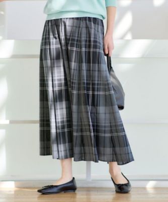 IKUKO チェック柄スカート ふわさら 上品 未使用 mizuiroind（ミズイロインド） イナ チェック柄 ラップ風 紐付き