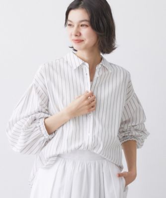 洗える】バルーンスリーブバンドカラーシャツ（2002582473