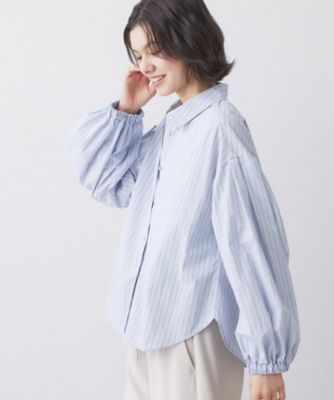 洗える】バルーンスリーブバンドカラーシャツ（2002582473