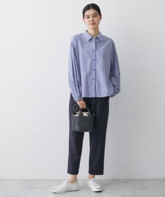 洗える】バルーンスリーブバンドカラーシャツ（2002582473