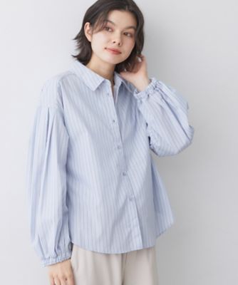 洗える】バルーンスリーブバンドカラーシャツ（2002582473