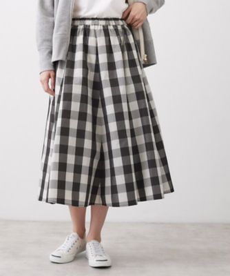 ウエストゴム／洗える】メモリータフタフレアスカート