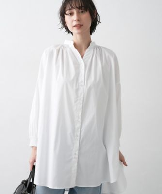 ＜Dessin (Women)＞【洗える】シャーリングネックチュニックシャツ（２００２５８２５００）