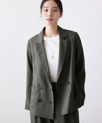 セットアップ可／洗える】リネンライクダブルジャケット