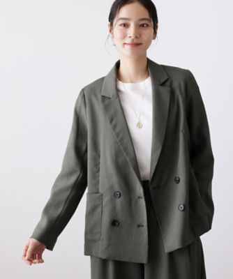 セットアップ可／洗える】リネンライクダブルジャケット