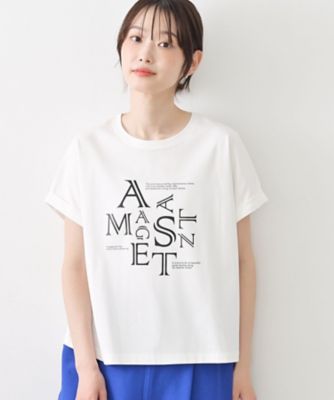 洗える】美光沢カットソーロゴTシャツ（2002582536