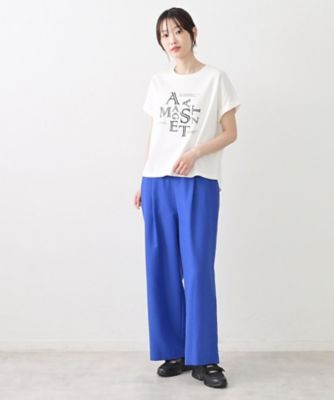 MARNI ビッグおリボンカットソー 光沢ネイビー シルクアセテート MARNI マルニ レディース ロゴプリント 半袖 Tシャツ ロゴT オーバー