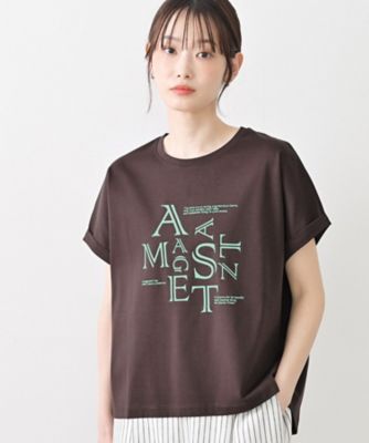 洗える】美光沢カットソーロゴTシャツ（2002582536