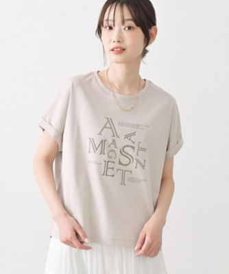 洗える】美光沢カットソーロゴTシャツ（2002582536