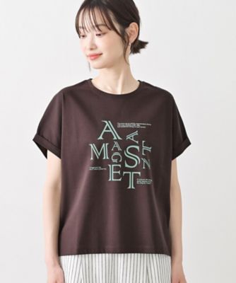 洗える】美光沢カットソーロゴTシャツ（2002582536