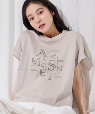 洗える】美光沢カットソーロゴTシャツ（2002582536