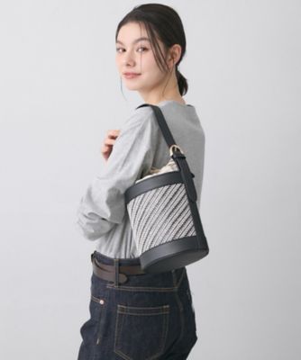 ＜Dessin (Women)＞ストライプ柄バッグコンビバケツショルダー（２００２５８２５９５）