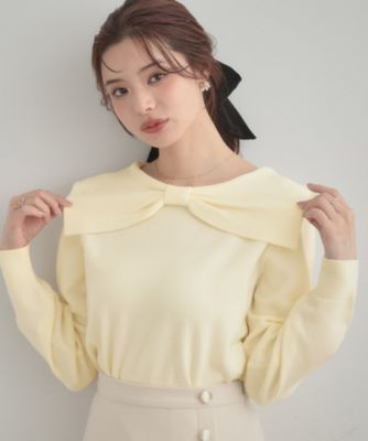 ＜COUTURE BROOCH (Women)＞【着映え】リボンカラー　デザインニット（２００２５８３０９０）