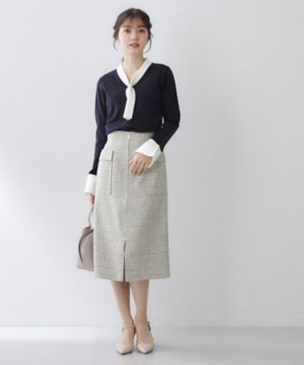 フロントジップタイトスカート【洗濯機OK／イージーアイロン