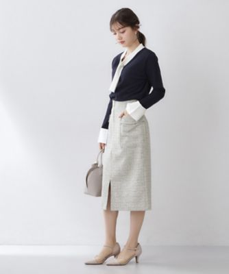 フロントジップタイトスカート【洗濯機OK／イージーアイロン