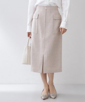 フロントジップタイトスカート【洗濯機OK／イージーアイロン