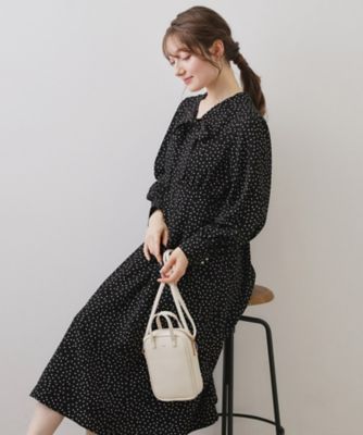 ＜index (Women)＞リボンボウタイドットワンピース【洗濯機ＯＫ／イージーアイロン／防シワ】（２００２５８３１８１）