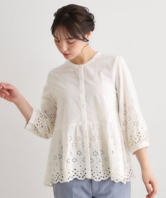 ＜LAURA ASHLEY＞【羽織に使える／コットン１００％】キャンブリックカットワークブラウス（２００２５８３４６３）