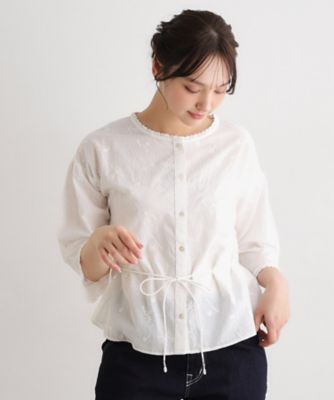 コットン100％／洗える／インド製】総柄刺繍ブラウス