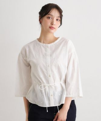 コットン100％／洗える／インド製】総柄刺繍ブラウス