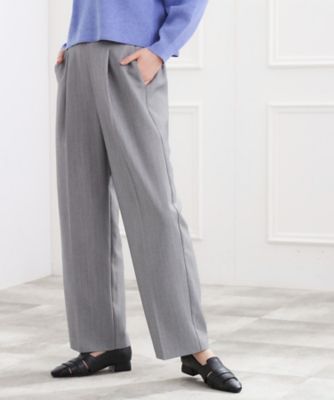 ＜GROVE (Women)＞スタイリングが上品に決まる、ウールライクワイドパンツ（２００２５８４２１４）