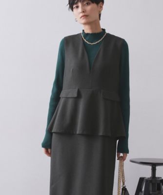 ペプラムデザインジャンパースカート【洗濯機OK